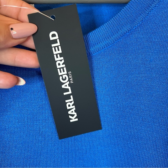 Karl Lagerfeld True Blue Buttons Long Sleeve Women’s Sweater Size Medium NWT - Picture 7 of 9